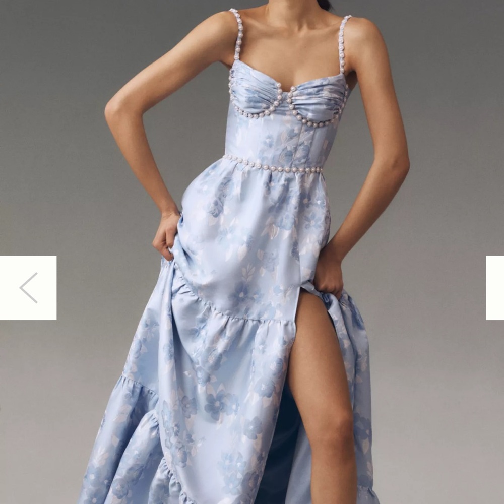 Elegant Blue Floral Maxi Dress